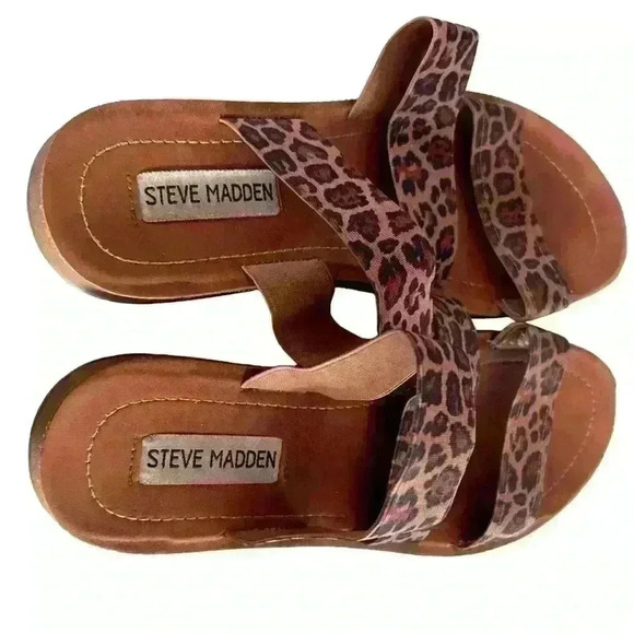Steve Madden Sandals Leopard Print Pascale Slip on Sandal 3 strap  Size 7 - Picture 2 of 6